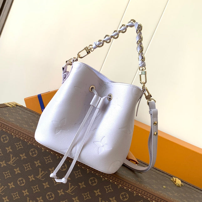 LV 25S NÉONOÉ BB 20 IN MISTY PURPLE CALFSKIN GOLD HARDWARE