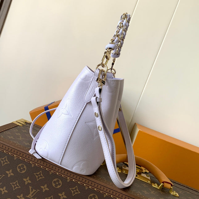 LV 25S NÉONOÉ BB 20 IN MISTY PURPLE CALFSKIN GOLD HARDWARE