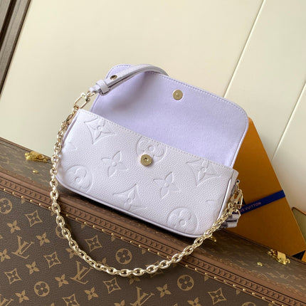 LV 25S WALLET ON CHAIN IVY 23 IN MISTY PURPLE EMBOSSED CALFSKIN TRIM