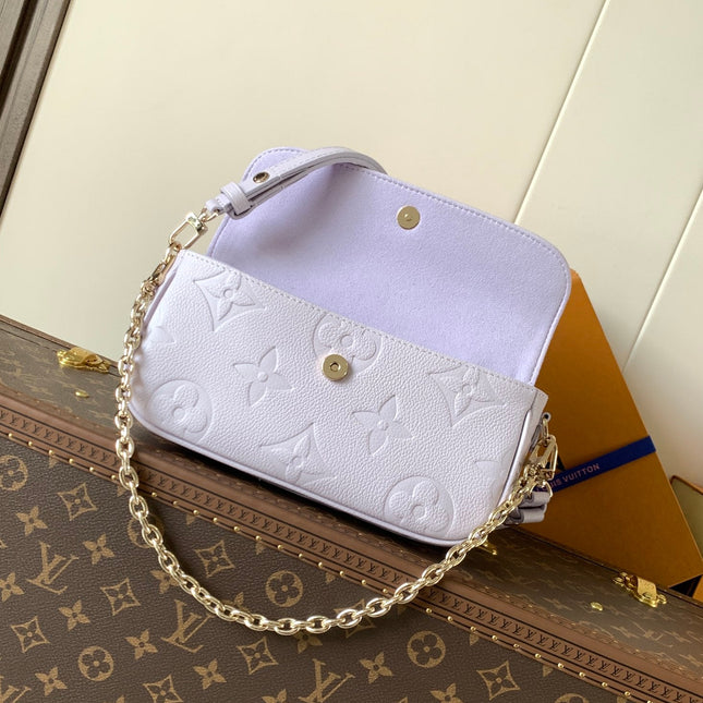 LV 25S WALLET ON CHAIN IVY 23 IN MISTY PURPLE EMBOSSED CALFSKIN TRIM