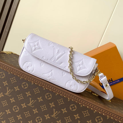 LV 25S WALLET ON CHAIN IVY 23 IN MISTY PURPLE EMBOSSED CALFSKIN TRIM