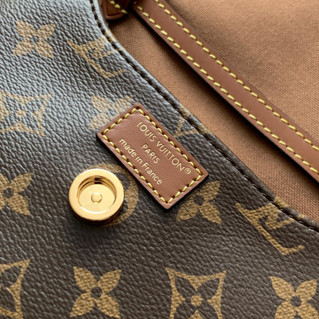 LV 25S DUO BB BAG 19 IN BROWN MONOGRAM COATED CANVAS AND CALFSKIN