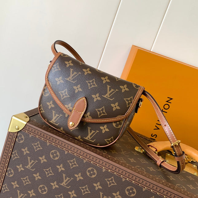 LV 25S DUO BB BAG 19 IN BROWN MONOGRAM COATED CANVAS AND CALFSKIN