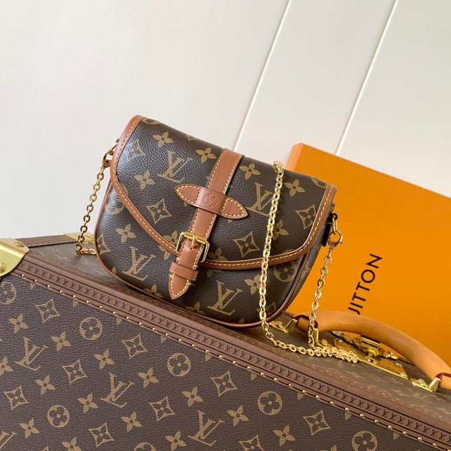 LV 25S DUO BB BAG 19 IN BROWN MONOGRAM COATED CANVAS AND CALFSKIN