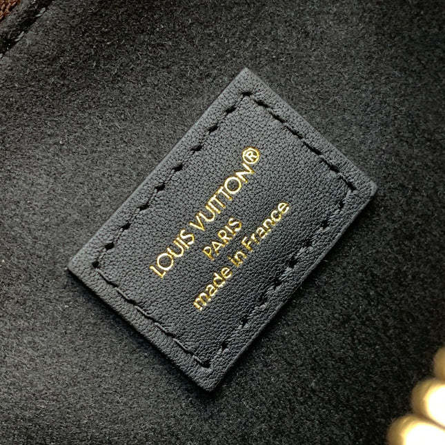 LV 25S SPEEDY TRUNK BAG 27 IN BROWN MONOGRAM COATED CANVAS AND BLACK CALFSKIN