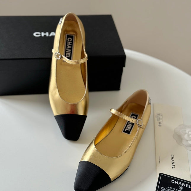 MARY JANE GOLDEN MIX BLACK CALFSKIN