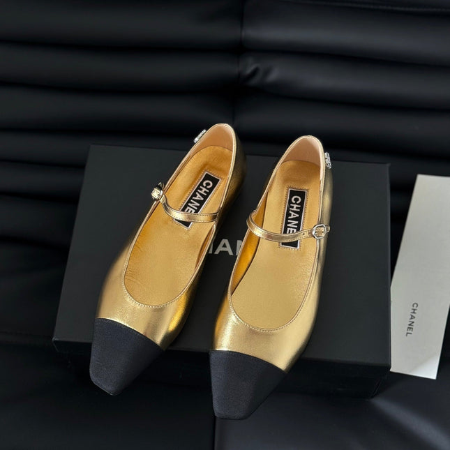 MARY JANE GOLDEN MIX BLACK CALFSKIN