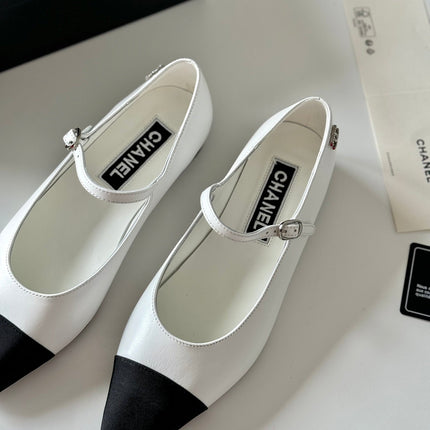 MARY JANE WHITE MIX BLACK CALFSKIN