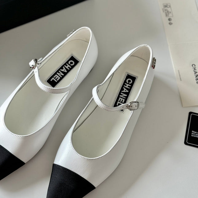 MARY JANE WHITE MIX BLACK CALFSKIN