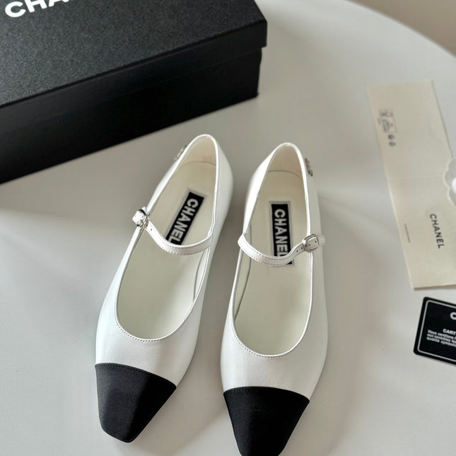 MARY JANE WHITE MIX BLACK CALFSKIN