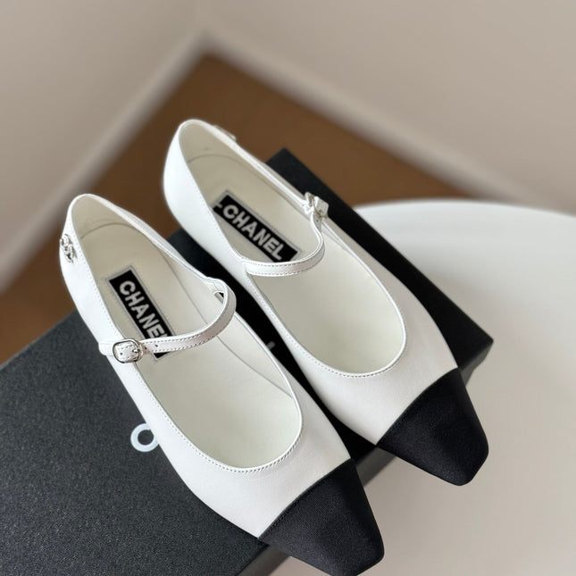 MARY JANE WHITE MIX BLACK CALFSKIN