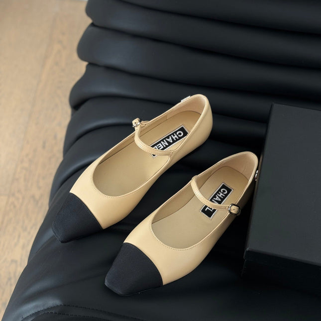 MARY JANE BEIGE CREAM MIX BLACK CALFSKIN