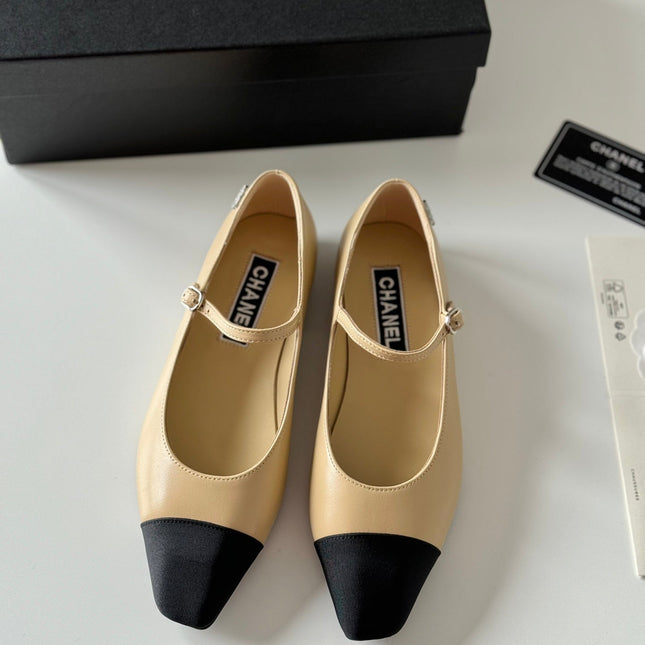 MARY JANE BEIGE CREAM MIX BLACK CALFSKIN