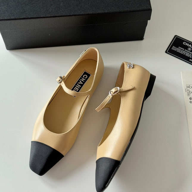 MARY JANE BEIGE CREAM MIX BLACK CALFSKIN