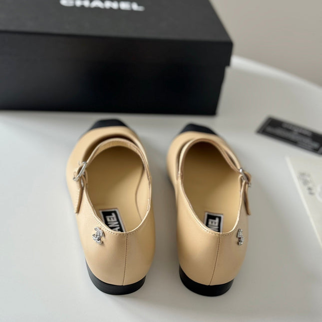 MARY JANE BEIGE CREAM MIX BLACK CALFSKIN
