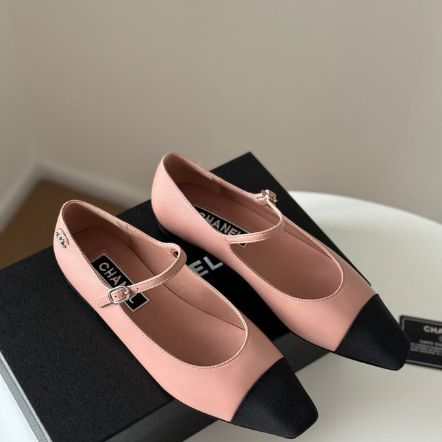 MARY JANE LIGHT PINK MIX BLACK CALFSKIN