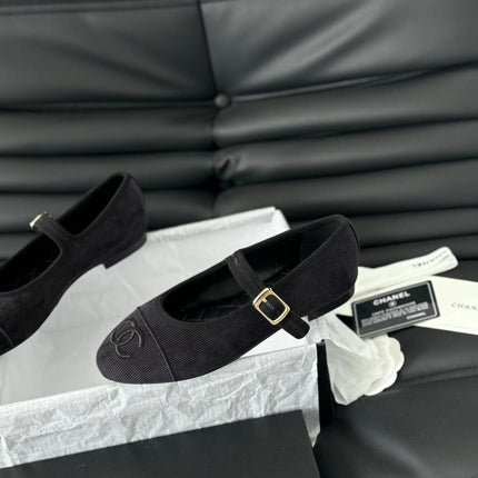 MARY JANE SHOES BLACK CORDUROY TWILL FABRIC
