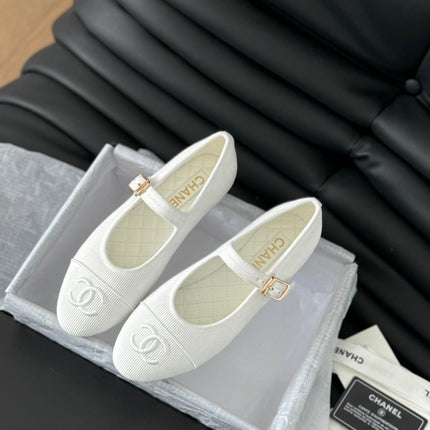 MARY JANE SHOES WHITE CORDUROY TWILL FABRIC