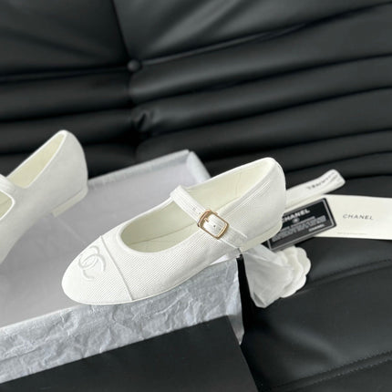 MARY JANE SHOES WHITE CORDUROY TWILL FABRIC