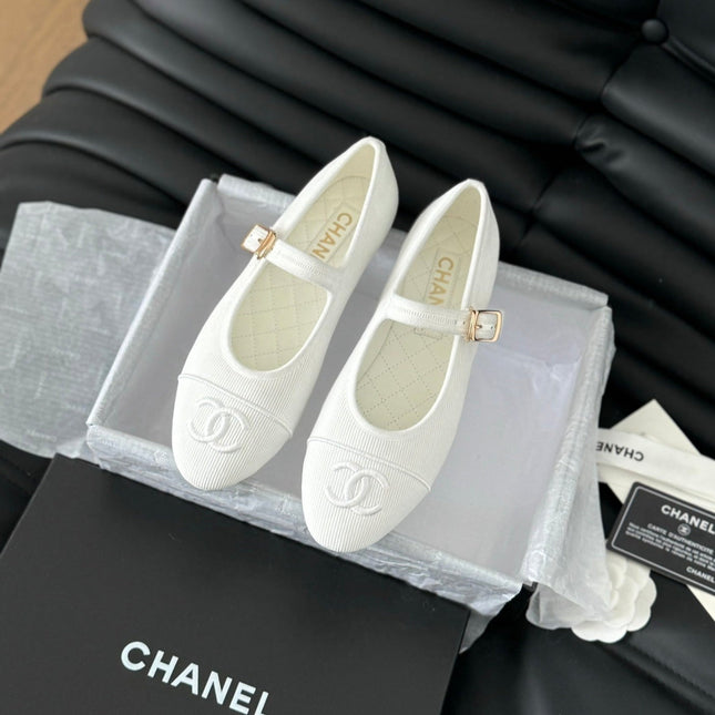 MARY JANE SHOES WHITE CORDUROY TWILL FABRIC