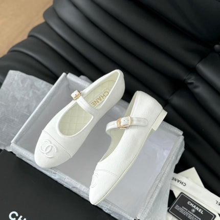 MARY JANE SHOES WHITE CORDUROY TWILL FABRIC