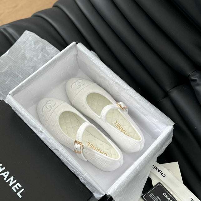 MARY JANE SHOES WHITE CORDUROY TWILL FABRIC