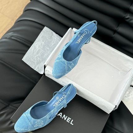 CLASSIC HIGH SLINGBACK CERULEAN BLUE CALFSKIN
