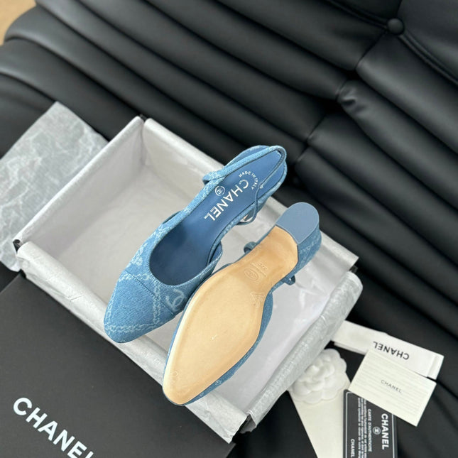 CLASSIC HIGH SLINGBACK CERULEAN BLUE CALFSKIN