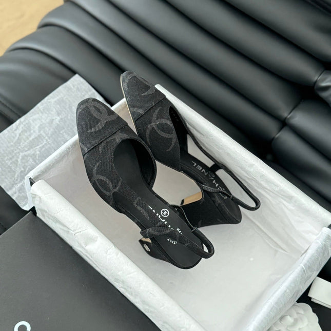 CLASSIC HIGH SLINGBACK BLACK CALFSKIN