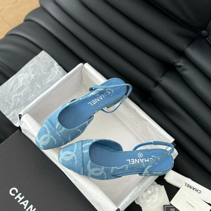 CLASSIC SLINGBACK CERULEAN BLUE CALFSKIN