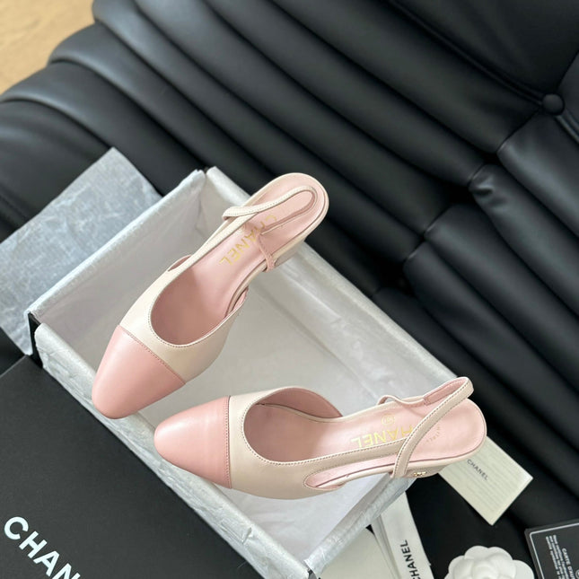 HIGH SLINGBACK IN LIGHT PINK LAMBSKIN