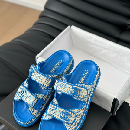Mule Sandanls Sheepskin Cobalt Blue