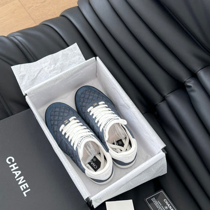 CC SNEAKER IN AEGEAN BLUE MIX WHITE EMBROIDERED LAMBSKIN