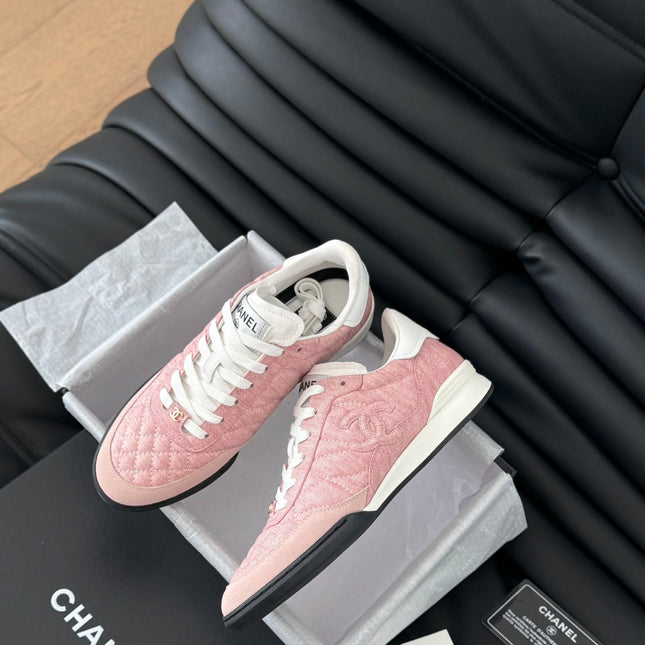 CC SNEAKER IN LIGHT PINK MIX WHITE EMBROIDERED LAMBSKIN