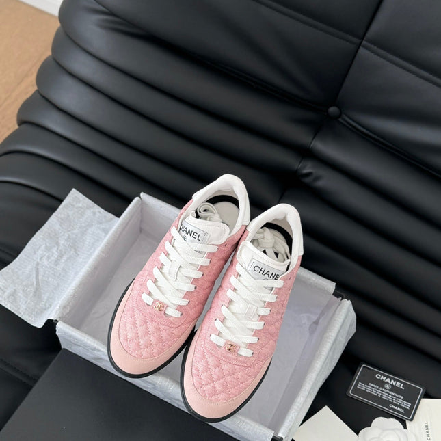 CC SNEAKER IN LIGHT PINK MIX WHITE EMBROIDERED LAMBSKIN