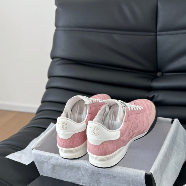 CC SNEAKER IN LIGHT PINK MIX WHITE EMBROIDERED LAMBSKIN