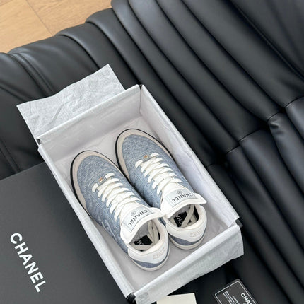 CC SNEAKER IN LIGHT BLUE MIX WHITE EMBROIDERED LAMBSKIN