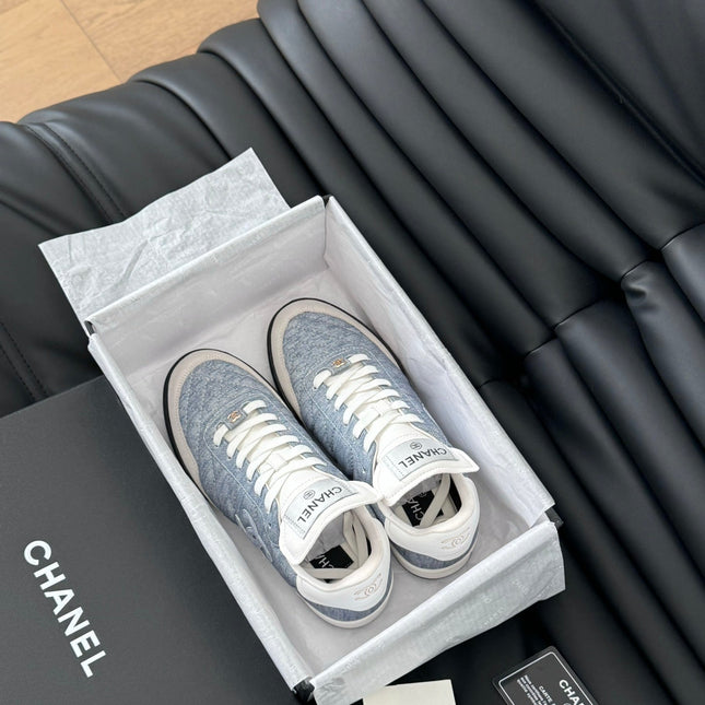 CC SNEAKER IN LIGHT BLUE MIX WHITE EMBROIDERED LAMBSKIN