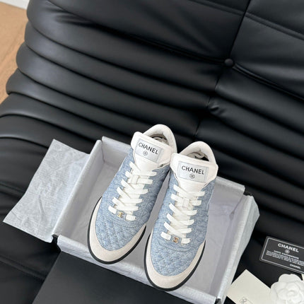 CC SNEAKER IN LIGHT BLUE MIX WHITE EMBROIDERED LAMBSKIN