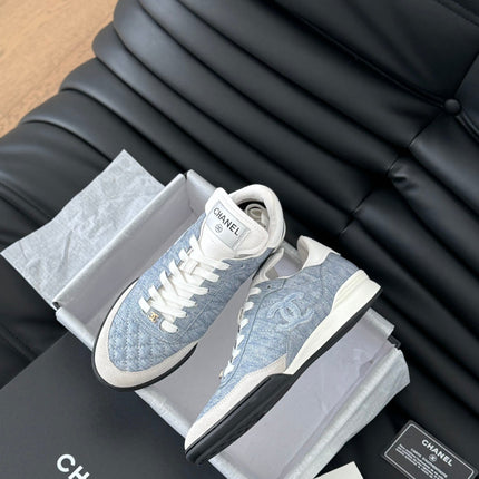 CC SNEAKER IN LIGHT BLUE MIX WHITE EMBROIDERED LAMBSKIN