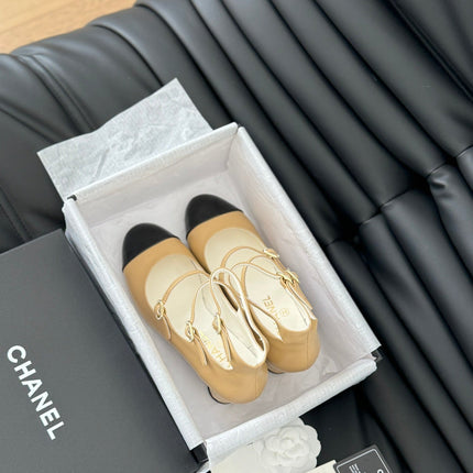 CC MARY JANE SHOES THREE STRAPS IN SEPIA BEIGE MIX BLACK LAMBSKIN