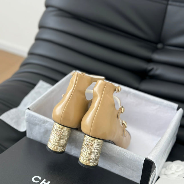 CC MARY JANE SHOES THREE STRAPS IN SEPIA BEIGE MIX BLACK LAMBSKIN