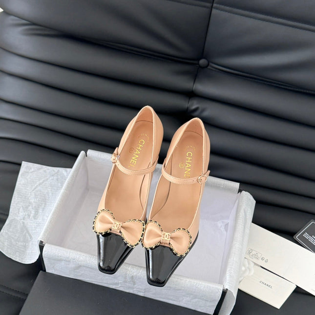 CC POINTED TOE HIGH HEELS IN SEPIA BEIGE MIX BLACK LAMBSKIN GOLD HARDWARE