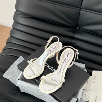 PEARL SANDAL IN WHITE LAMBSKIN 75 MM