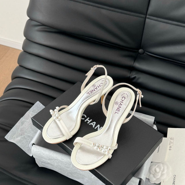 PEARL SANDAL IN WHITE LAMBSKIN 75 MM