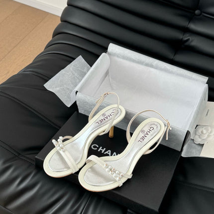 PEARL SANDAL IN WHITE LAMBSKIN 75 MM