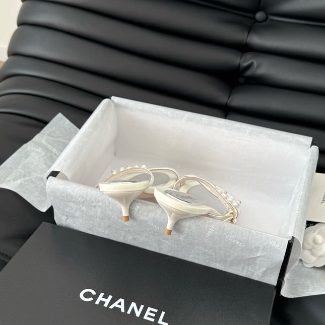 PEARL SANDAL IN WHITE LAMBSKIN 35 MM
