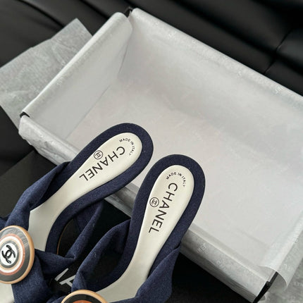 NAVY BLUE FABRIC CC SLIDE SANDALS