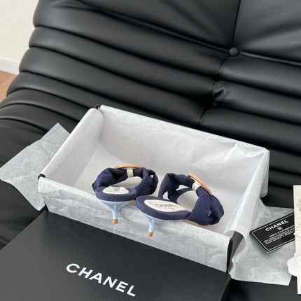 NAVY BLUE FABRIC CC SLIDE SANDALS