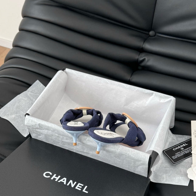 NAVY BLUE FABRIC CC SLIDE SANDALS